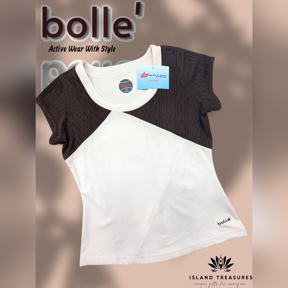 NWT Active Wear Bolle’ Extra Dry Sleeveless White Brown Top Women Size Small